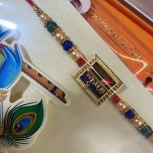 Divine Krishna Locket with colourful beads Rakhi